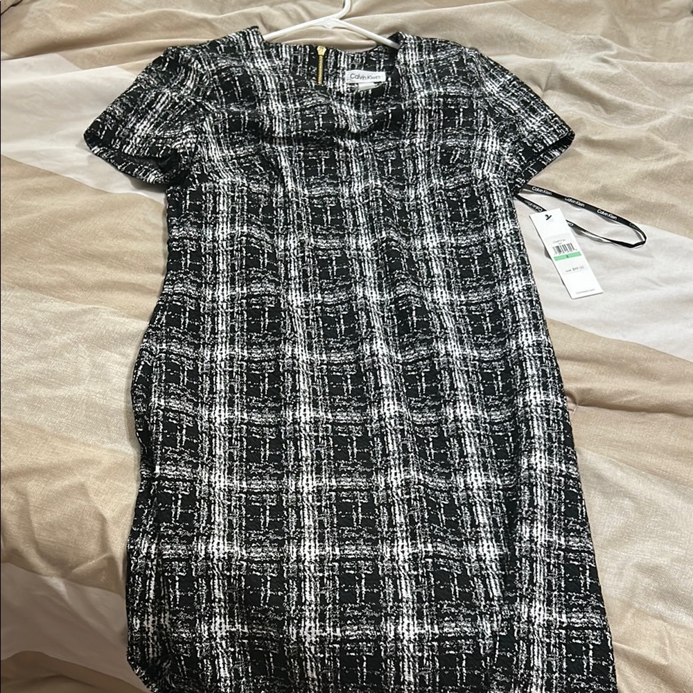 Calvin Klein Black and White Sheath Mini Dress